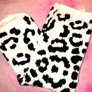 Kate spade white and black animal print crew socks